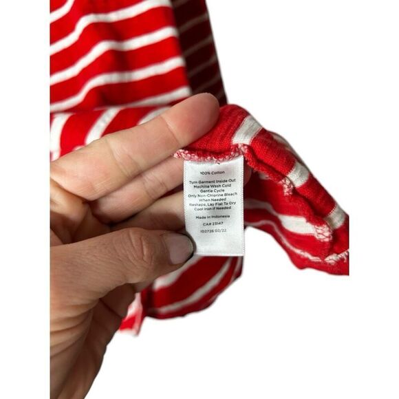 Talbots Red Striped Square Neckline 3/4 Sleeve Cotton Top Size M Nautical Knit - Picture 3 of 9